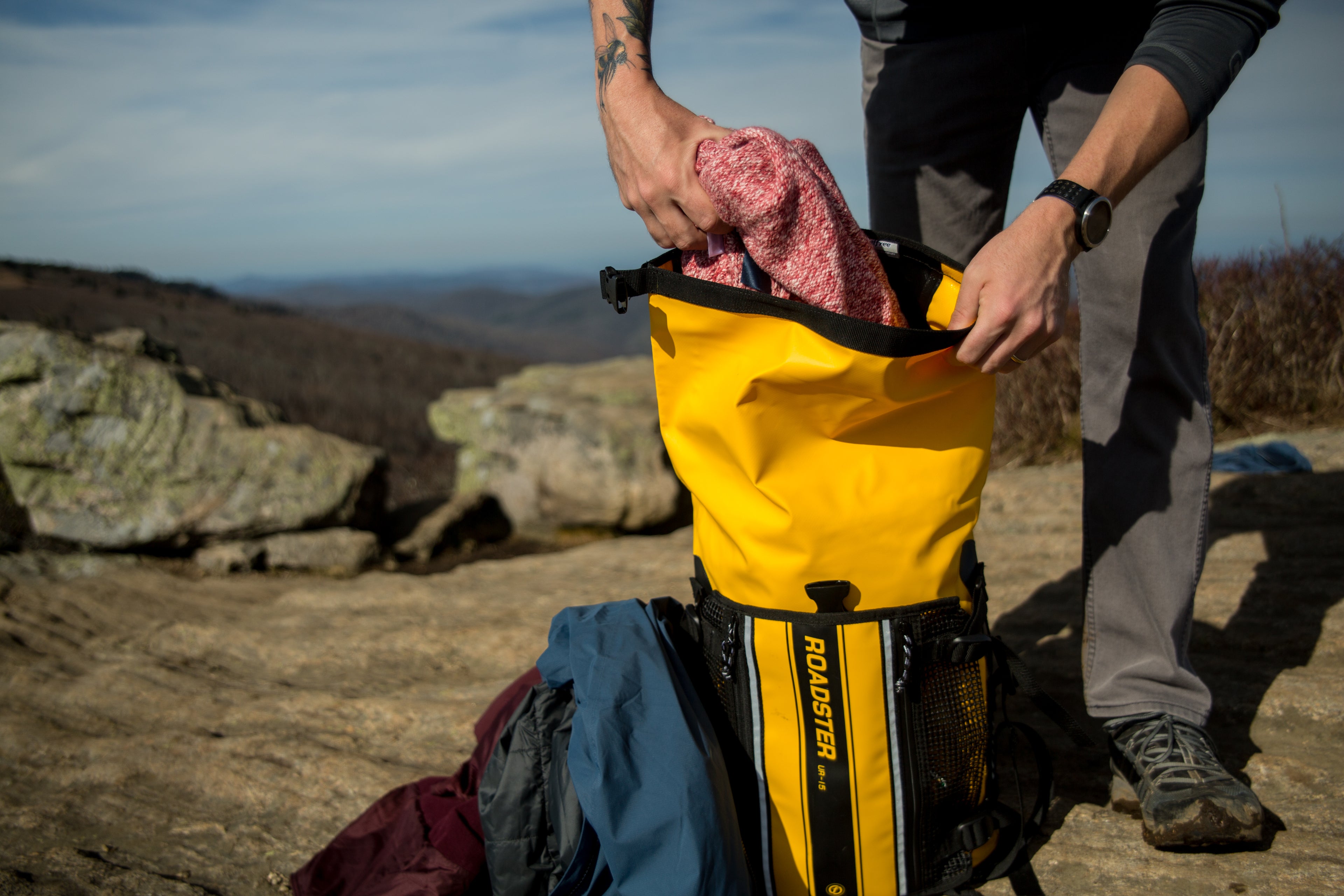 sac roadster étanche life style à la montagne sac ouvert