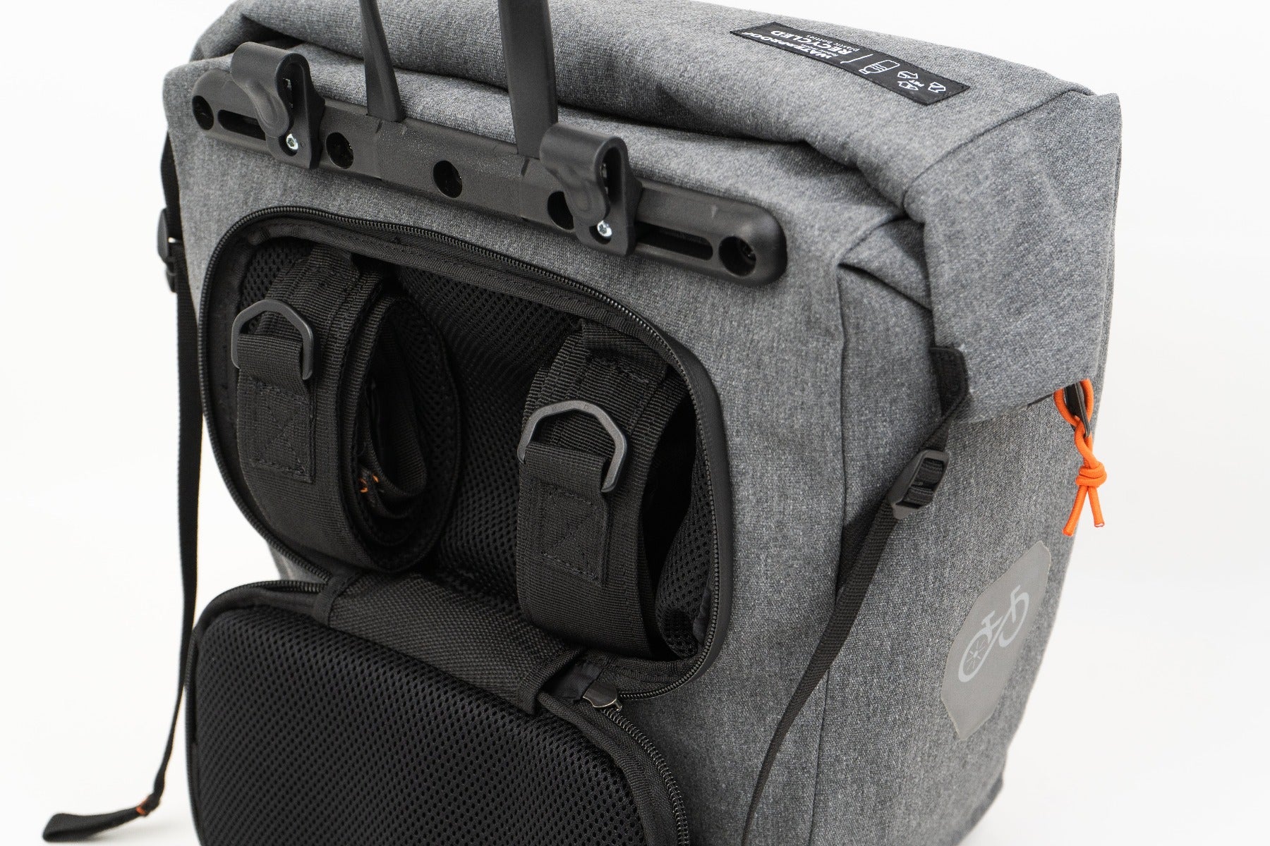 Sacoche Vélo Convertible en Sac à Dos – Recyclée & Étanche