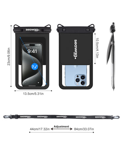 Seawag Plus 7.5" IPX8 Waterproof Phone Pouch with Double Compartment